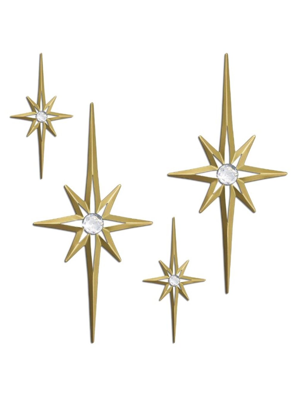Metal 3D Star Wall Art 4 Pc Set Mid Century Modern Sculpture